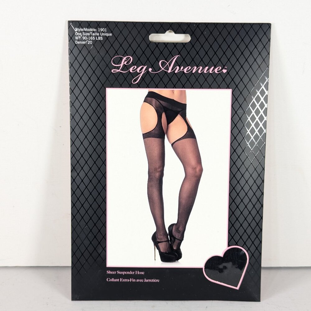 Black Leg Avenue Sheer Suspender Panty Hose / stockings